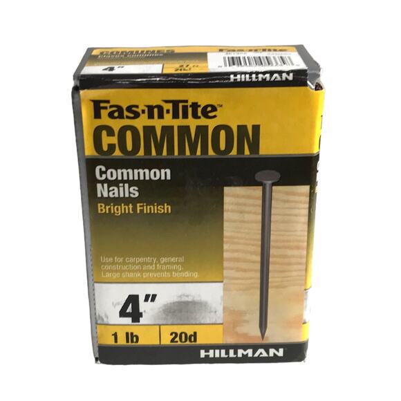 Hillman Fas N Tite Common Nails Bright Finish 4" 1lb 20d NIB New in Box - Picture 3 of 9